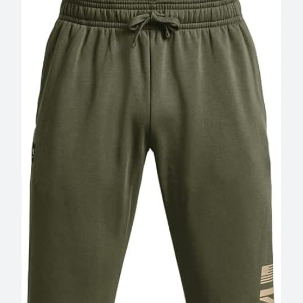 Under Armour Men’s Rival Fleece Freedom Joggers – Olive Green, Size 2XL